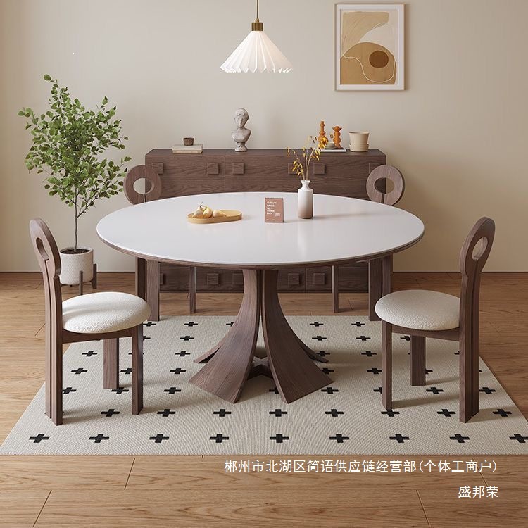 Fábrica directa 2026 nuevo estilo medieval madera sólida mesa de comedor de tabla de roca doméstica pequeña mesa de comedor moderna simple restaurante