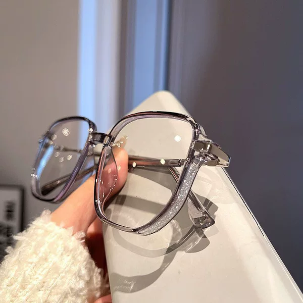 Star glitter glasses female myopia can be equipped with power flat glasses square round face without makeup artifact fashion eye frame