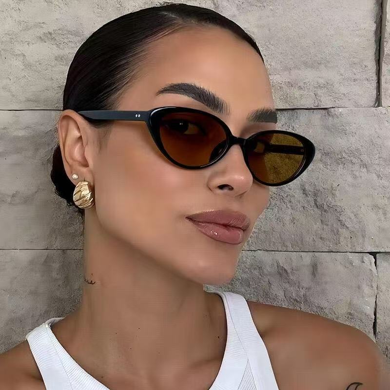 Korean-Style Ins Retro Cat-Eye Oval Frame Sunglasses with a High-End Feel, Popular on Xiaohongshu Street Style, Uv Protection, Versatile Korean-Style Ins Retro Cat-Eye Oval Frame Sunglasses with a High-End Feel, Popular on Xiaohongshu Street Style, Uv Protection, Versatile