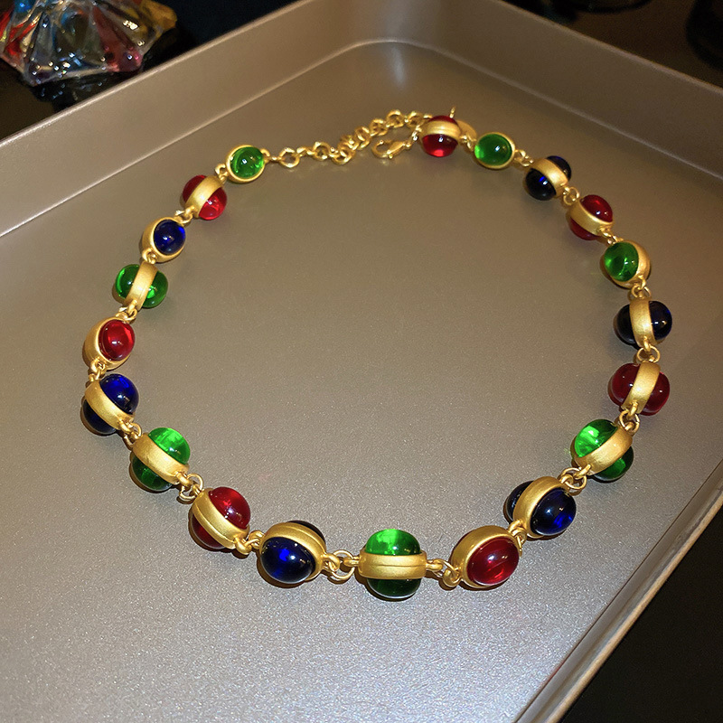 Medieval vintage diamantes geométricos oval pendientes collar ligero lujo nicho cadena clavícula juegos de joyería retro