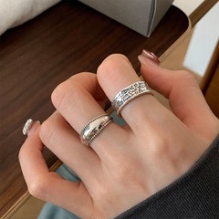 韓国風レトロな重厚感のあるヴィンテージ風レターリング、女性向けニッチデザイン、人差し指リング、調節可能な指輪、アーティスティックなレトロスタイル