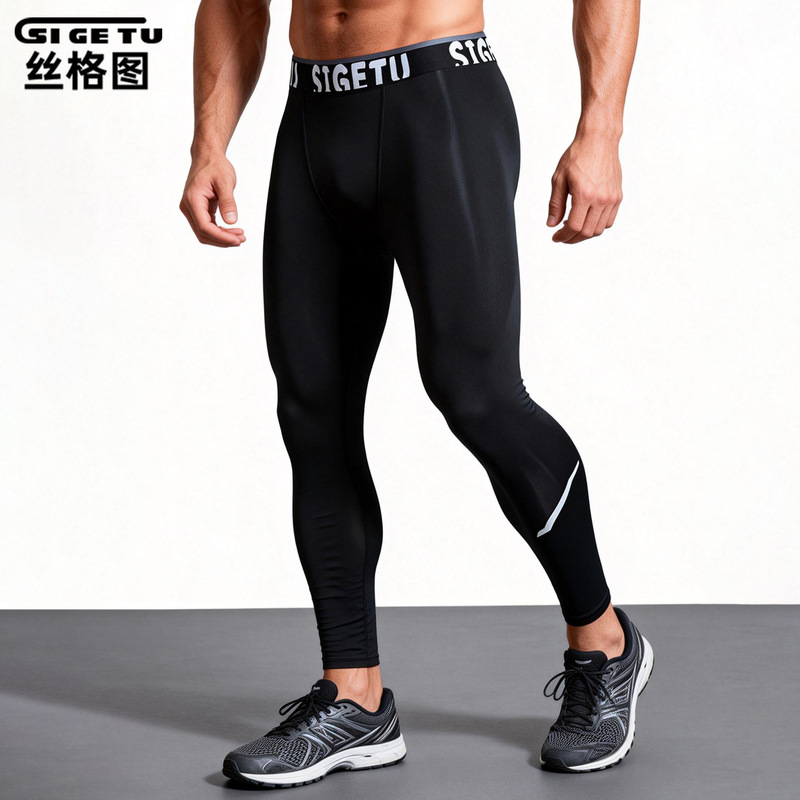 Siligut Cross-Border Men's Tight-Fitting Pants for Spring and Autumn, High Elasticity, Quick-Dry Pro Fitness Pants for Training, Running, and Yoga Siligut Cross-Border Men's Tight-Fitting Pants for Spring and Autumn, High Elasticity, Quick-Dry Pro Fitness Pants for Training, Running, and Yoga