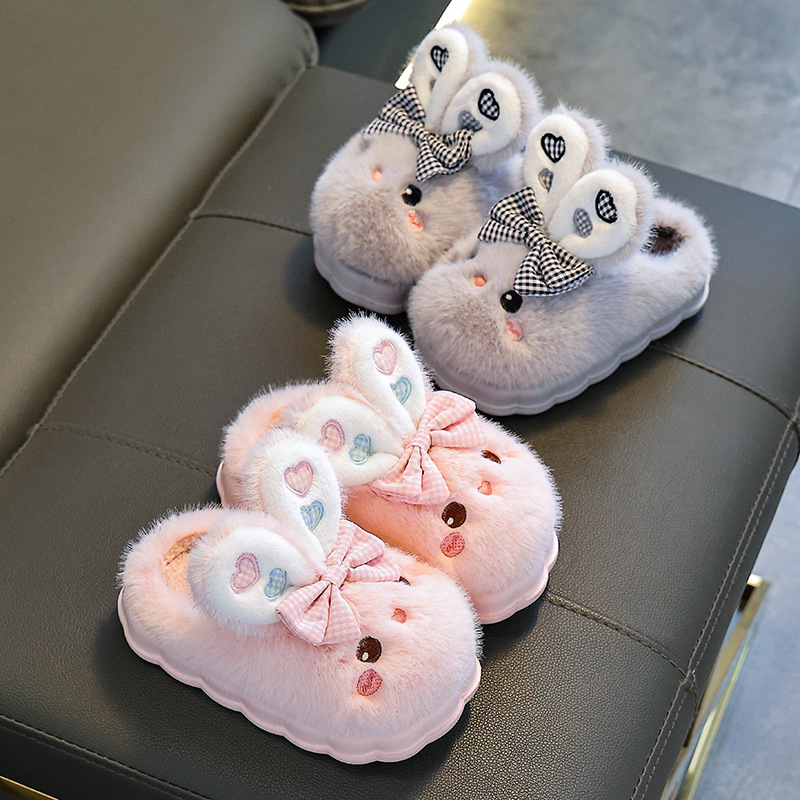 Otoño y invierno zapatillas de algodón para niños, niños y niñas, zapatillas de algodón antideslizante para niños pequeños y medianos.