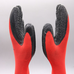 Thirteen-needle latex wrinkled gloves, non-slip, wear-resistant, dipped rubber gloves for construction sites, wholesale labor protection gloves