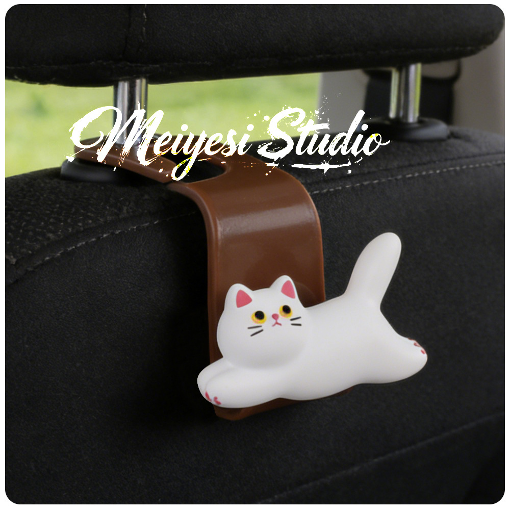 Cute Cartoon Striped Cat Car Seat Hook Car Rear Seat Back Storage Decorative Hook