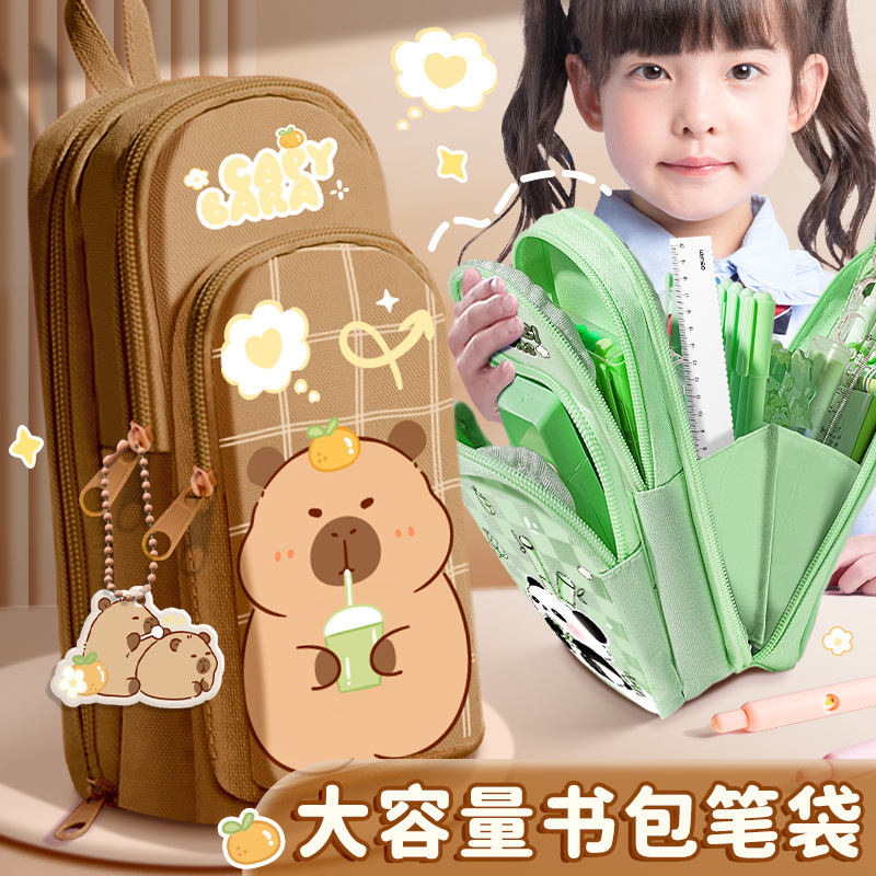 Mochila escolar portátil, bolsa para lápices para niñas 2025 nueva bolsa de papelería de gran capacidad, niñas de secundaria, estudiantes de primaria, niñas multifuncionales