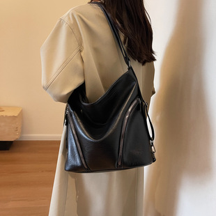 Cross-border shoulder fashion simple large capacity Japanese and Korean 2023 new multi-functional backpack women's bag textured tote bag