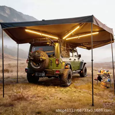 Avtomobil yan çətirləri: and Sunproof Quick-Opening Black-Coated - 360-fan-shaped-canopy-with-lights-radius-2m