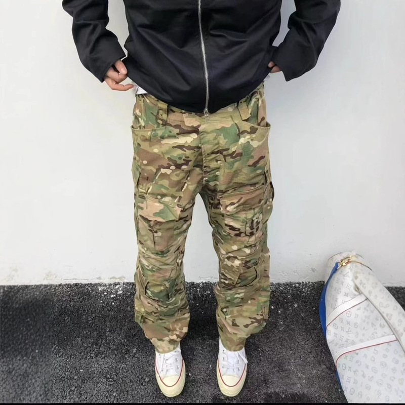 AUTICUP American Army Bird Camouflage Adjustable Multi-Pocket Cargo Desert Straight Loose Overalls Waterproof Wide