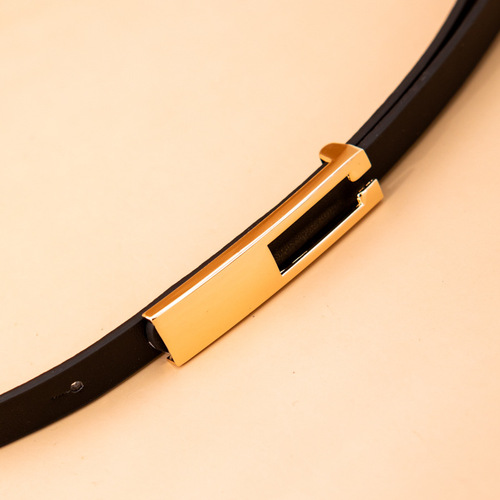 Small belt for women, slim fit pigskin pattern thin belt with Korean style smooth buckle decoration with skirt, sweater and shirt