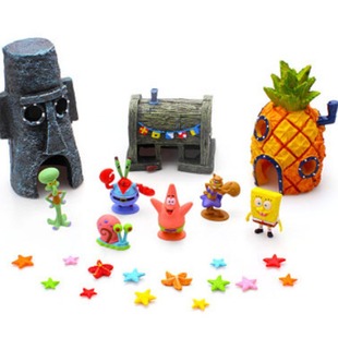Aquarium Landscape Pineapple House Avoidance Cave Spongebob's Home Fish Tank Landscape Cartoon Ornaments Fish and Shrimp Avoidance Cave