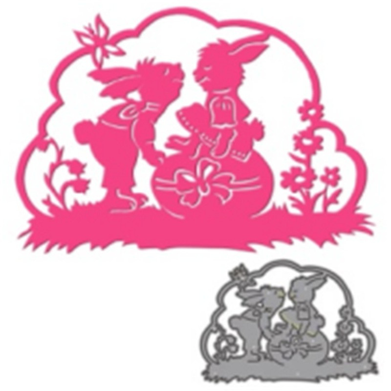 复活节系列 DIY恩爱情侣兔子 金属刀模碳钢刀模 手工压花刀模