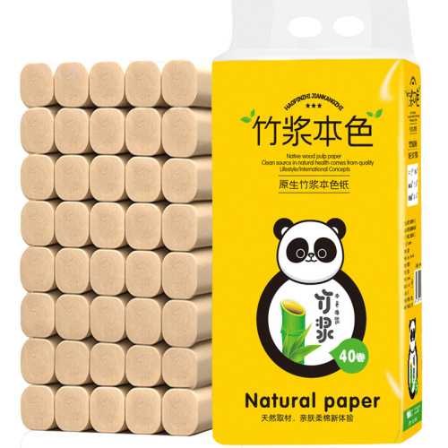 Toilet paper rolls for household wholesale 10 catties 60 rolls multi-layer thickened natural bamboo pulp coreless toilet paper towels factory direct supply