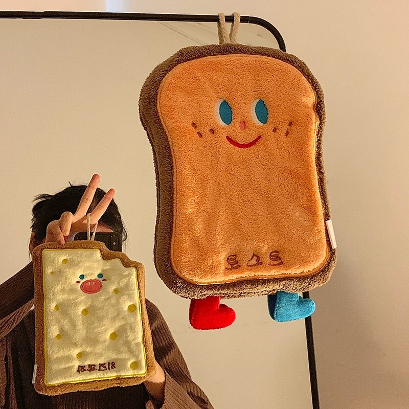 Cartoon Hand Towel Hanging Type Absorbent Thickened Bathroom Cute Hand Towel Small Square Towel Kitchen Hand Towel