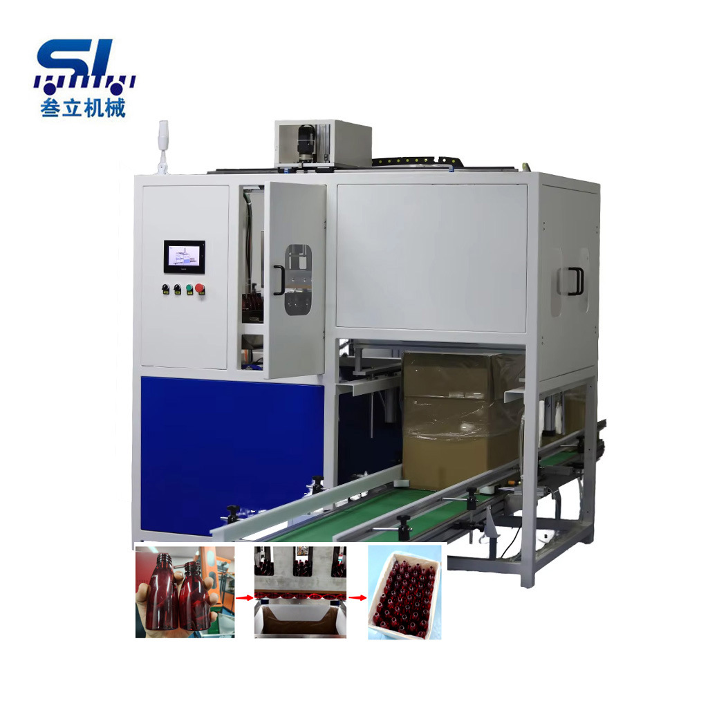 叁立机械塑料瓶装箱机饮料瓶广口瓶装箱设备封箱全自动控制机械手