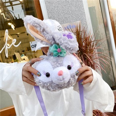 2021熊头兔子蝴蝶结包包毛绒网红同款斜挎单肩韩版女学生包星黛露