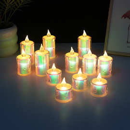 圣诞节幻彩满天星LED电子蜡烛氛围装饰灯ins透明仿真流泪彩灯发光