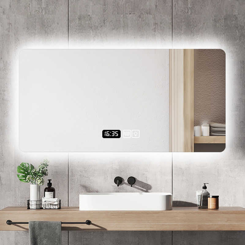 led square smart mirror wall hanging anti-fog hotel bathroom mirror with light bathroom mirror touch screen backlight new product