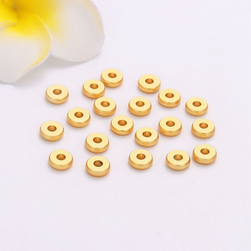 18k gold color retaining bead spacer wheel piece smooth parallel gasket diy accessories bracelet necklace accessories