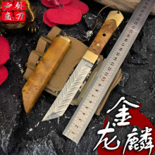 新款大马士革VG10户外多功能一体龙骨小刀户外求生便携收藏吃肉刀