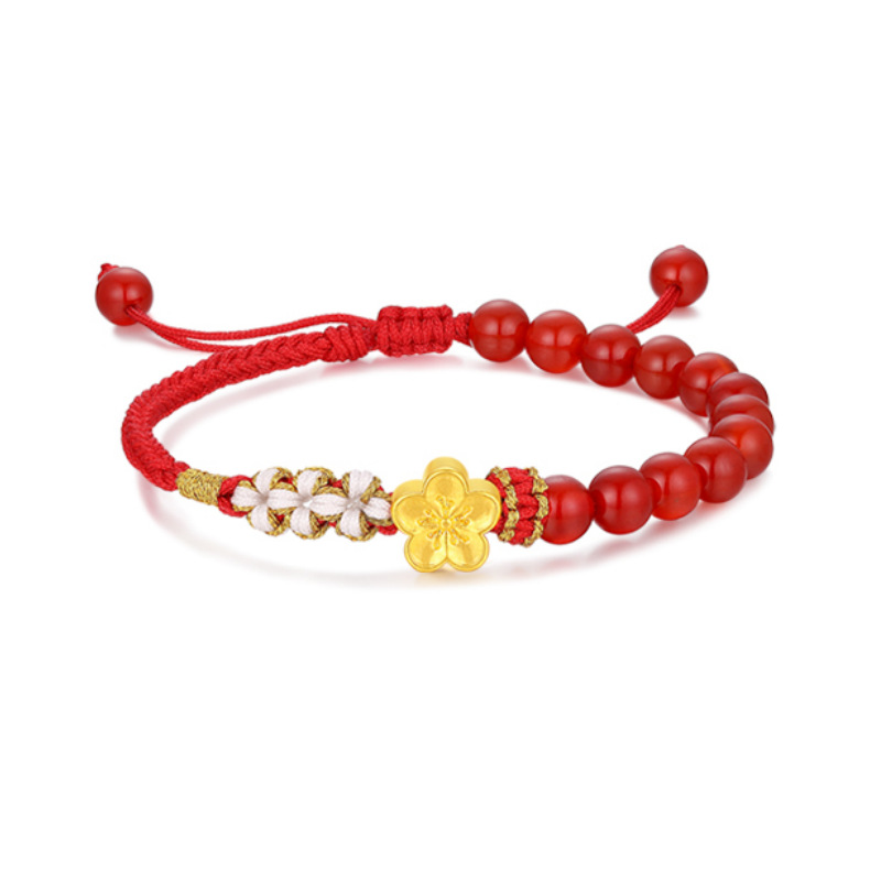 작은 복숭아 꽃 + 빨간 팔찌 + 인증서 + 카운터 고급 포장