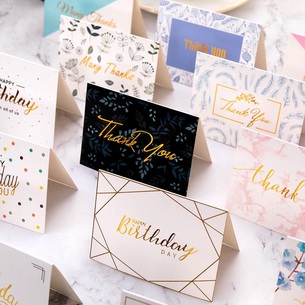 亚马逊ins风感谢卡生日烫金贺卡鲜花店烘焙店母亲节教师节贺卡|ms