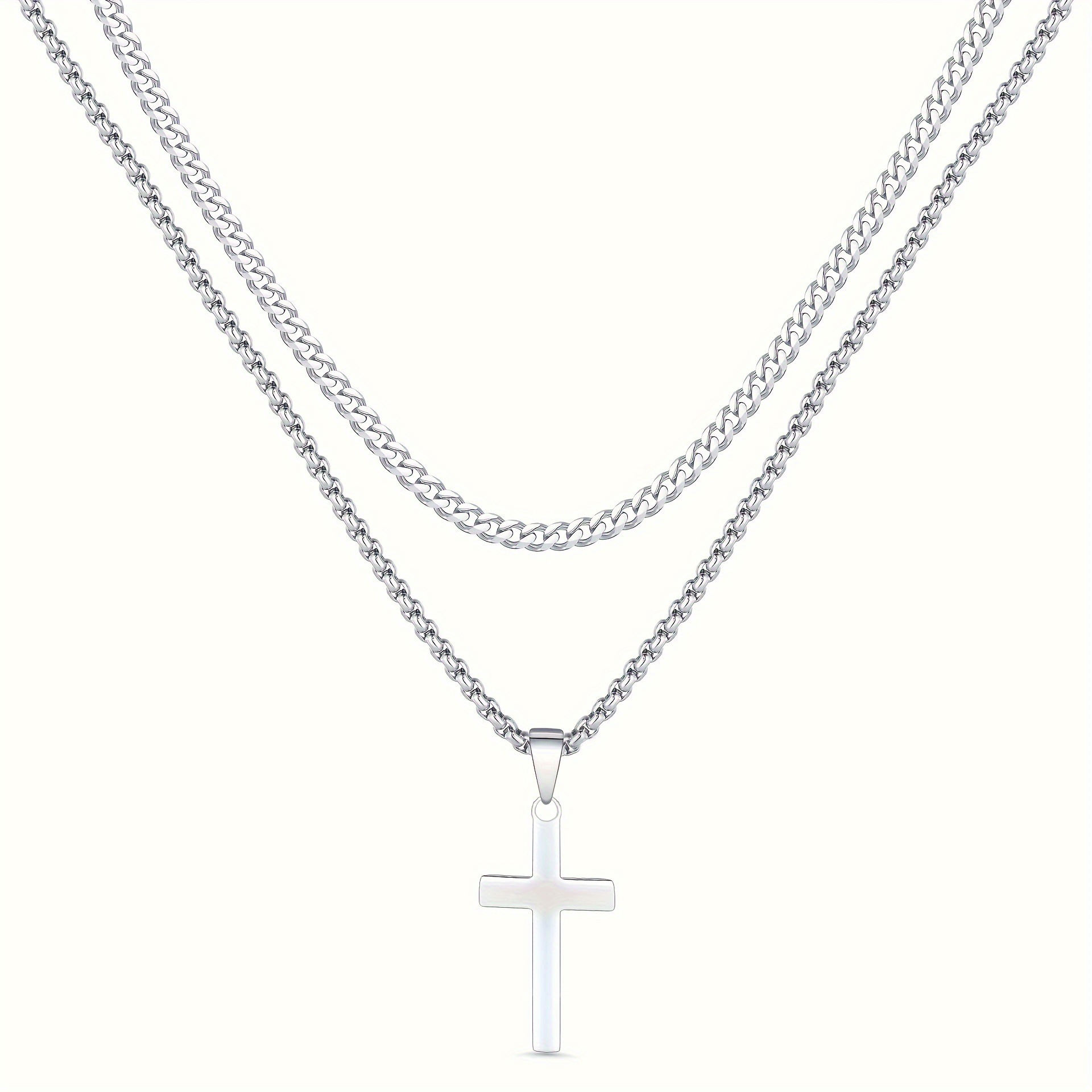 Heißer Verkauf Titan Stahl Doppelschicht Kreuz Anhänger Halskette Für Männer Drachenknochen Geflochtene Basketball Kette Gleichen Stil_voghion.com