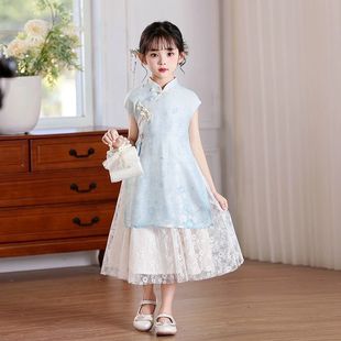 Girls' Cheongsam Hanfu Dress Summer Chinese Style 2025 Cheongsam Dress New Children's Chinese Princess Dress