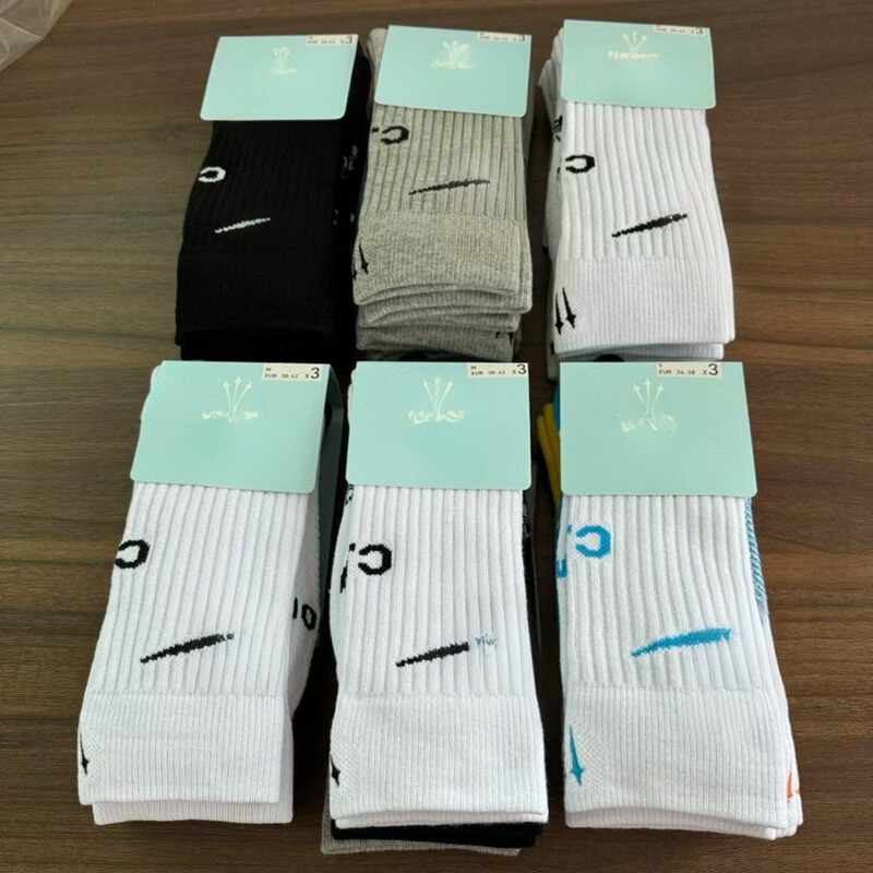 New Cross-Border Foreign Trade Su Nk Wanlian High-Top Three-Prong Embroidered Towel Bottom Long Socks Men's and Women's Sports Socks