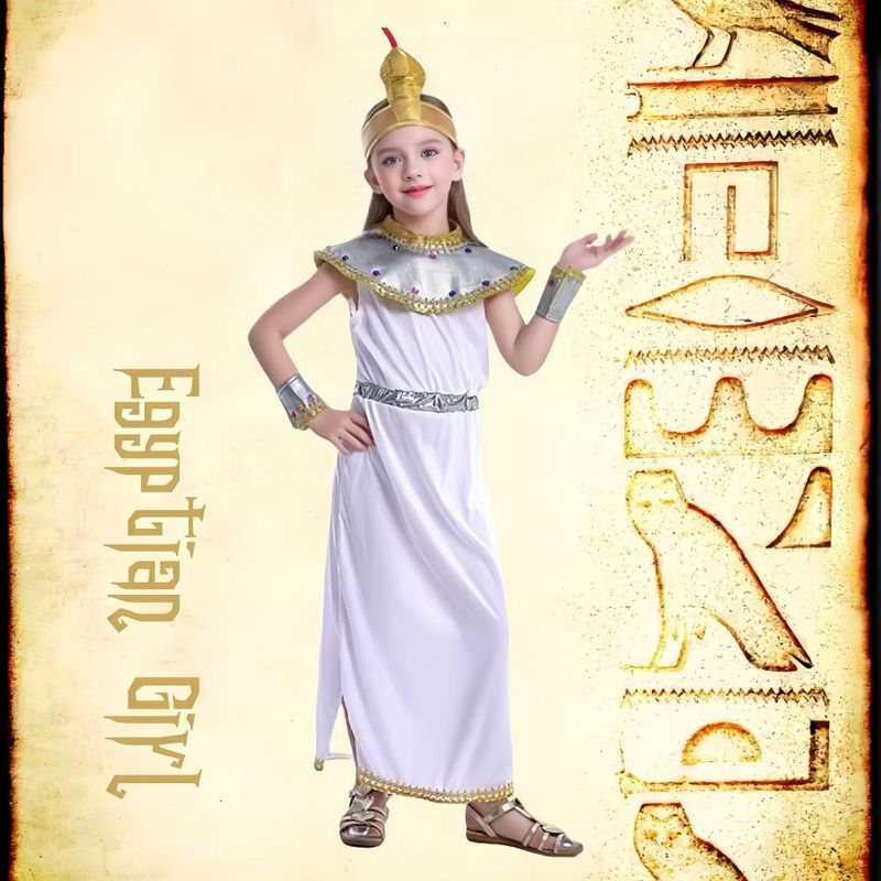 Ancient Egypt Cleopatra queen cosplay dress for girls kids carnival  Halloween birthday party stage performance dress up outfits for children