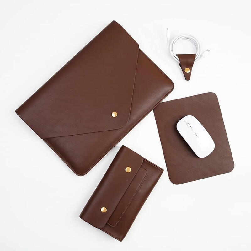 Pu Leather Laptop Sleeve, Business Office Solid Color Mouse Pad, Cable Organizer, Four-Piece Storage Set Pu Leather Laptop Sleeve, Business Office Solid Color Mouse Pad, Cable Organizer, Four-Piece Storage Set