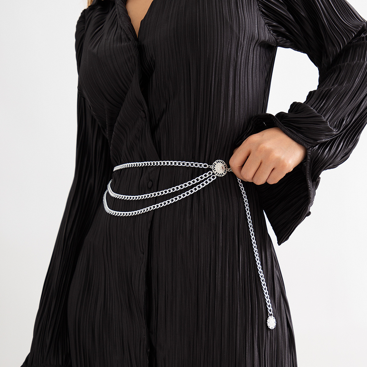 Белая K многослойная цепочка талии