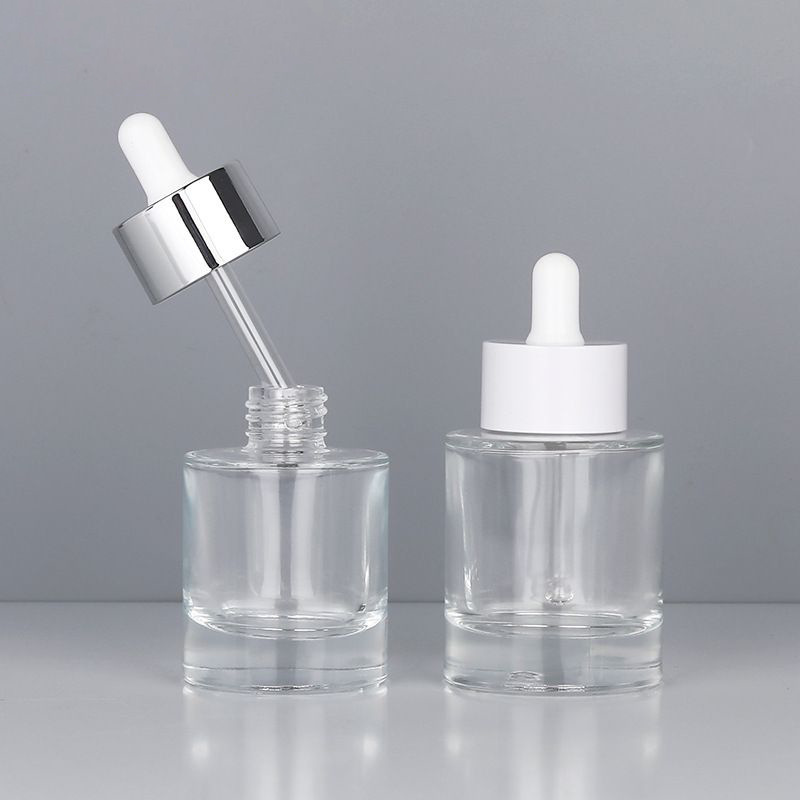 現物30ml円柱透明精華瓶化粧品分注瓶50ml平肩滴管ガラス精油分注瓶|undefined