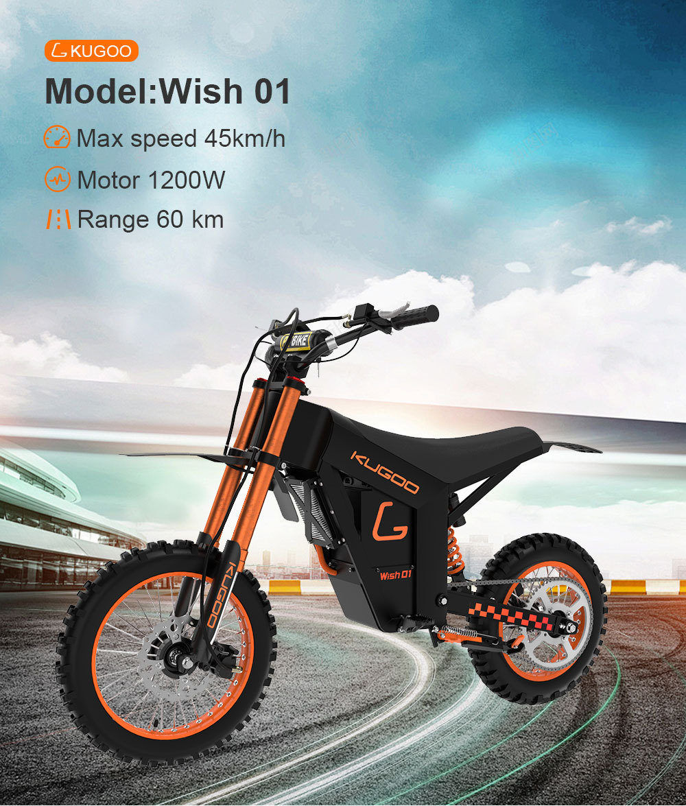 Kugoo Wish 01 Se Electric Motorcycle 1500W 48V 20Ah Electric Bicycle Long Range 50 0m