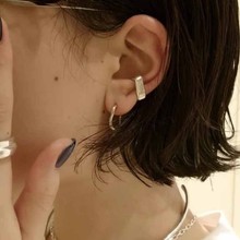 日系ins博主款松本惠奈设计感简约方形耳骨夹冷淡风几何线条耳环