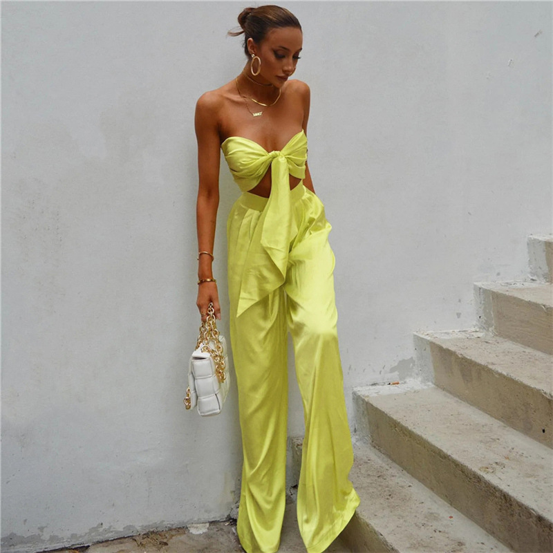 Solid Color Pattern Women'S Gender Banquet Women'S Streetwear Solid Color Polyester Splicing Backless Pant Co-ord Set Skirt Sets