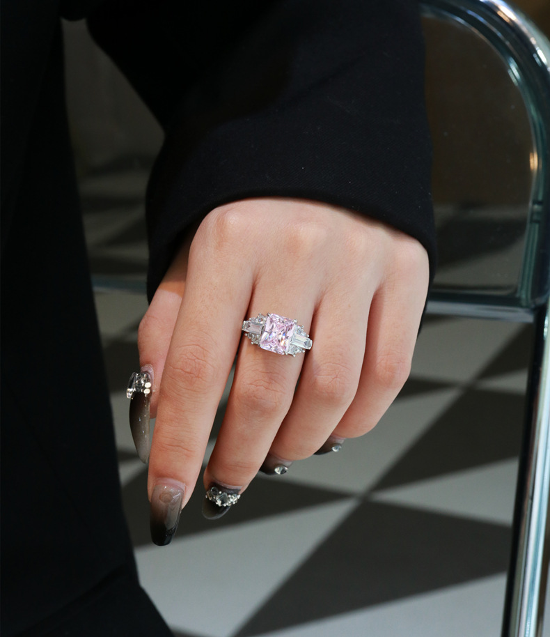 Fashion Geometric Sterling Silver Inlay Zircon Rings 1 Piece