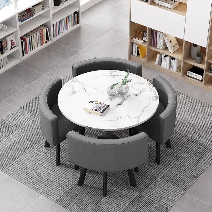 라운드 모조 화이트 그레이 가죽