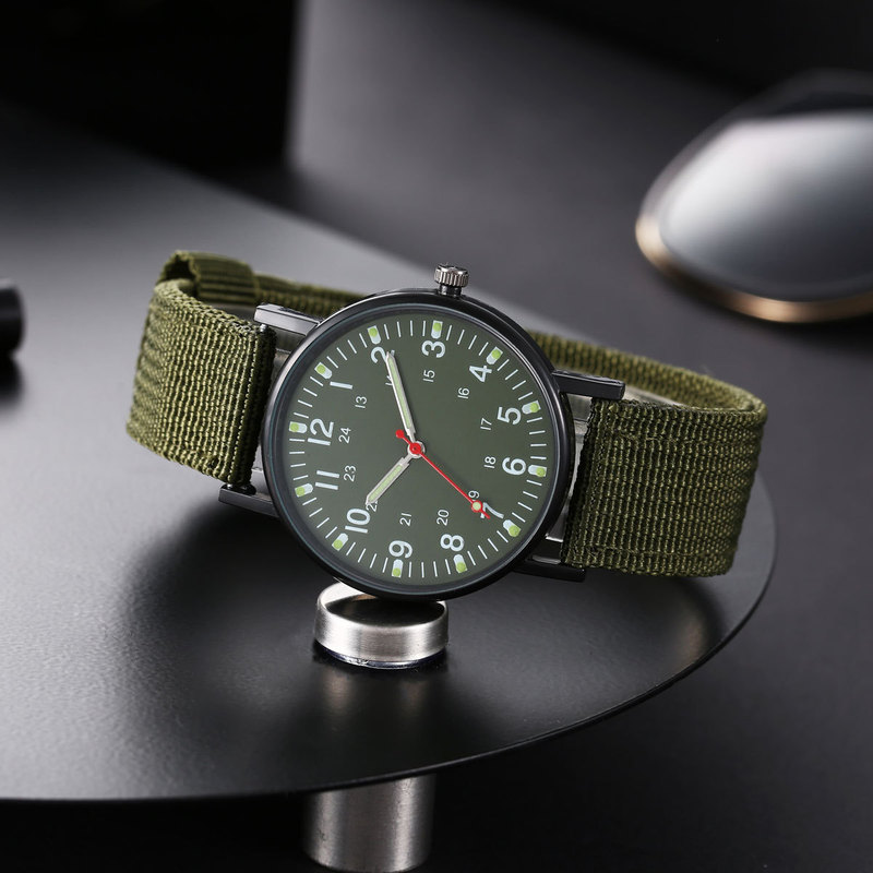 2025 New Nylon Braided Strap Luminous Male Student Men's Watch Multi-Color 24-Hour Pointer Display Casual