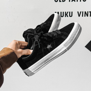 2025 Korean Ulzzang Street Style Classic Star Canvas Shoes for Female Couples Simple Versatile Suede Sneakers