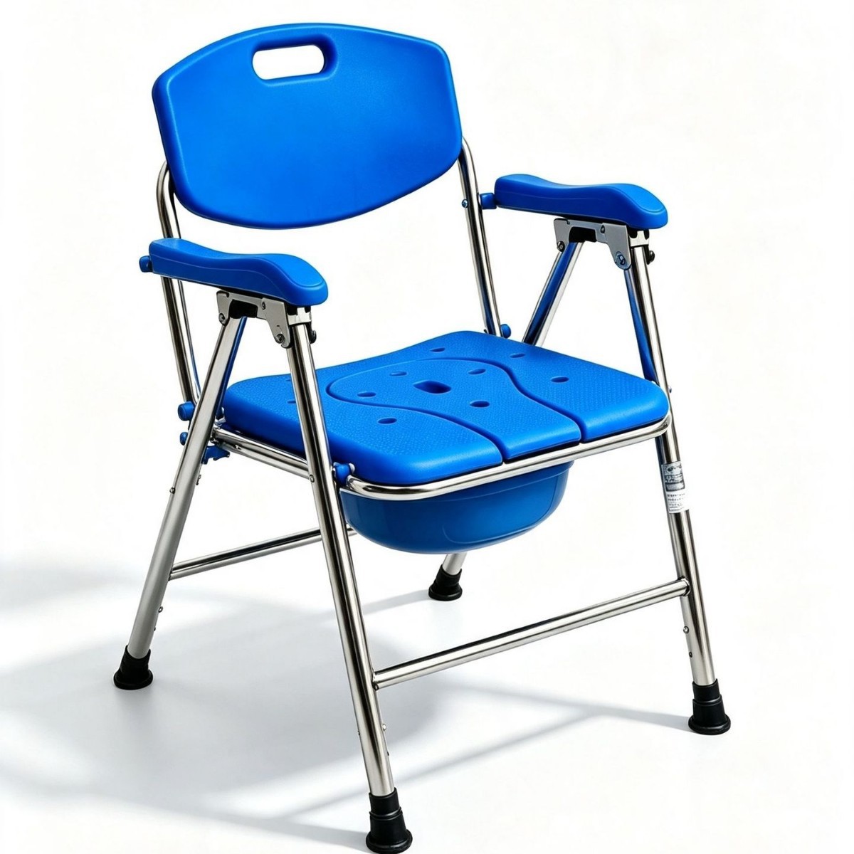 Shengkai stainless steel elderly commode chair with three-level adjustment, foldable bath chair, portable toilet