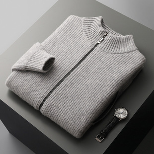 Thickened Warm Men's Wool Sweater Jacket Half Turtleneck Casual Sweater Men's Loose Versatile Knitted Bottoming Shirt