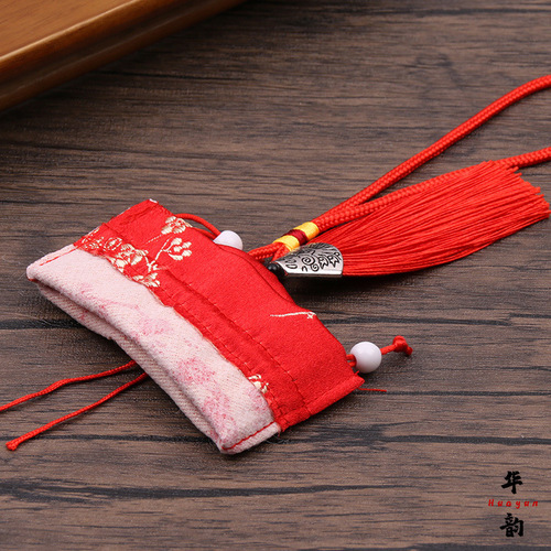 Red ancient style pendant charm bag for the Dragon Boat Festival, hanging on the car, with Chinese herbal medicine sachet 