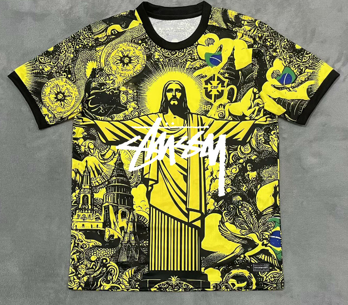 Stussy Jersey Brasil Flamengo Italia Edición conmemorativa Portugal París Francia Uniforme de fútbol