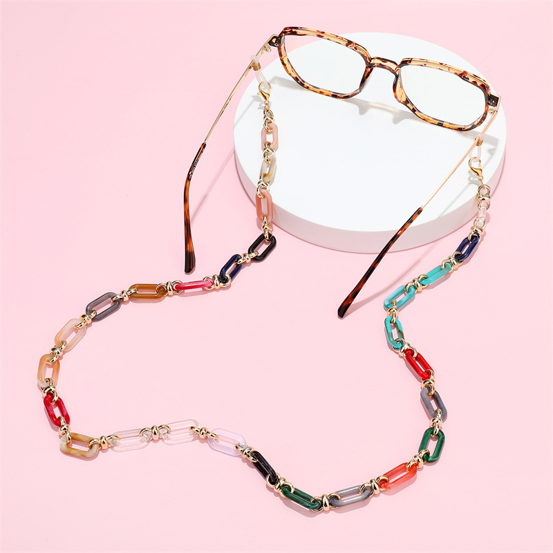 Retro Fashion Candy Color Acrylic Glasses Chain Mask Chain display picture 1