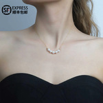 经典淡水珍珠微笑项链S925银5-6锁骨链近圆基本无瑕珍珠项链饰品