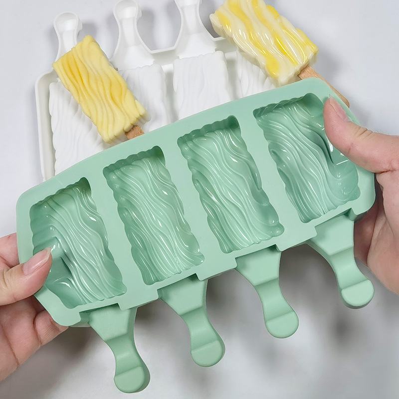 Sanxin 4-piece Quicksand helado molde de silicona DIY hogar Popsicle cubo de hielo helado con tapa herramienta abrasiva de grado alimenticio