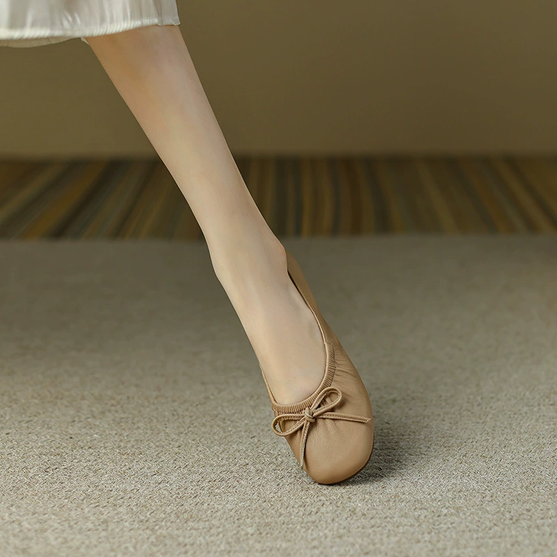 Женская обувь маленького размера 313233, туфли из натуральной кожи с бантом, женские туфли-бини из мягкой кожи на плоской подошве с мягкой подошвой для беременных, большие размеры