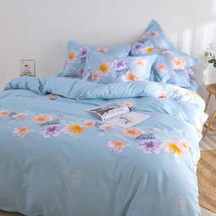 Pure Cotton Four-Piece Fitted Bed Sheets Set 100 Cotton Non-Slip Quilt Cover Bed Sheets Single Bedding Bed Cover Three-Piece Set Ins