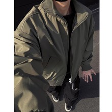 军绿色飞行夹克男款春季cleanfit美式短款棒球服外套宽松立领上衣